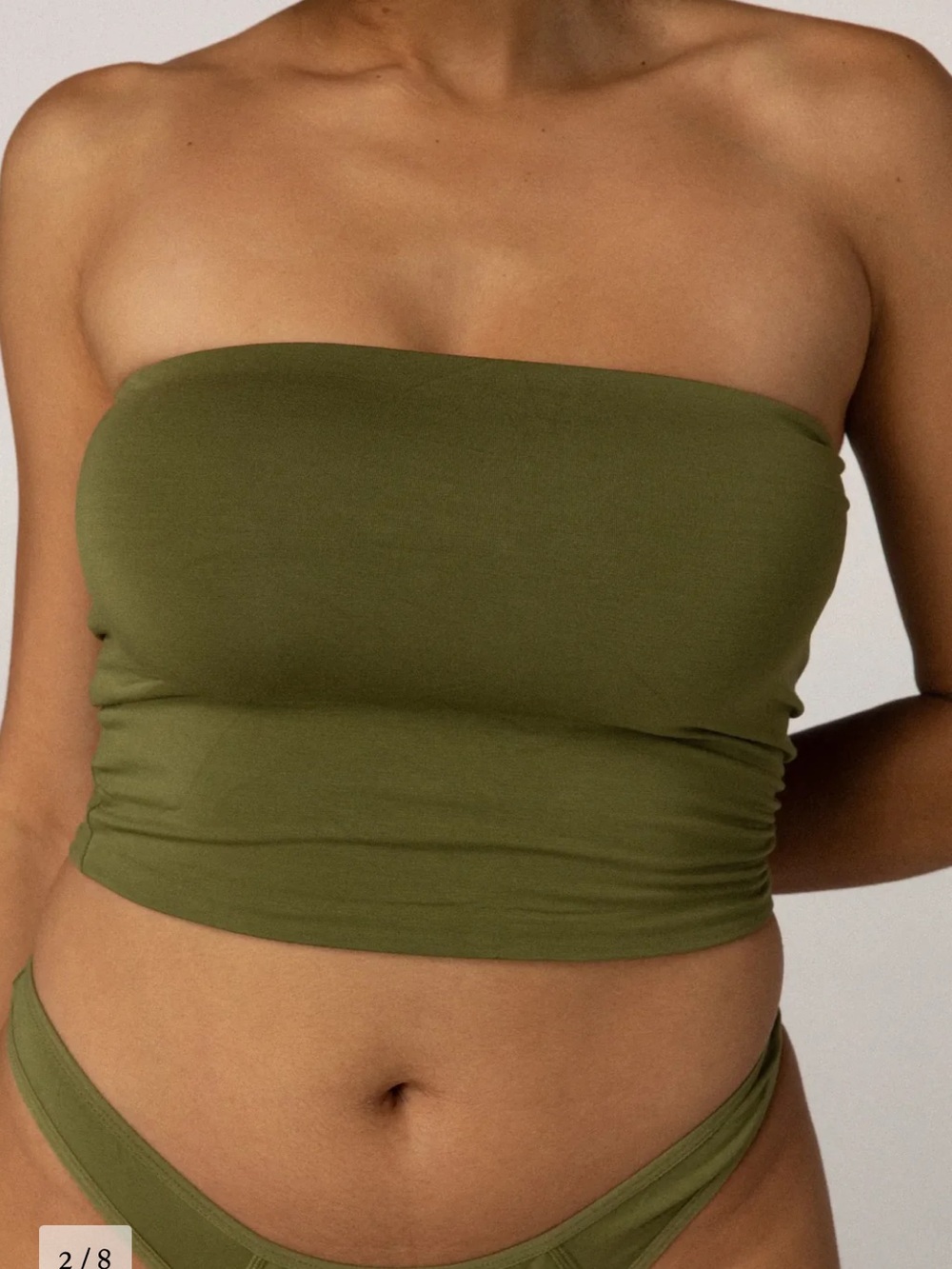 Dark Green Strapless Ami Bandeau Top